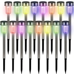 LED Solarleuchte 16er-Set Edelstahl Multicolor