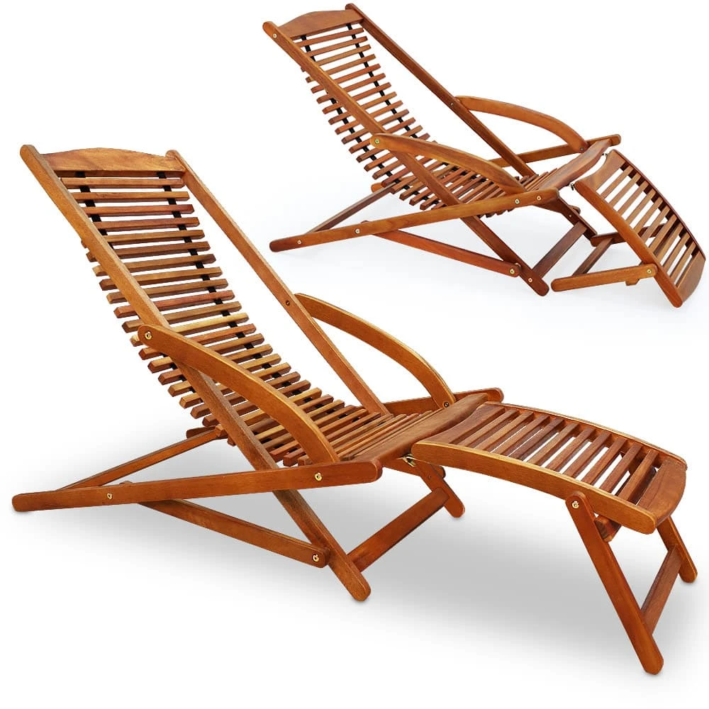 Sonnenliege 2er-Set Akazienholz Inkl. Kopfkissen 4 Sonnenliege 2er-Set Akazienholz Inkl. Kopfkissen – Bild 2
