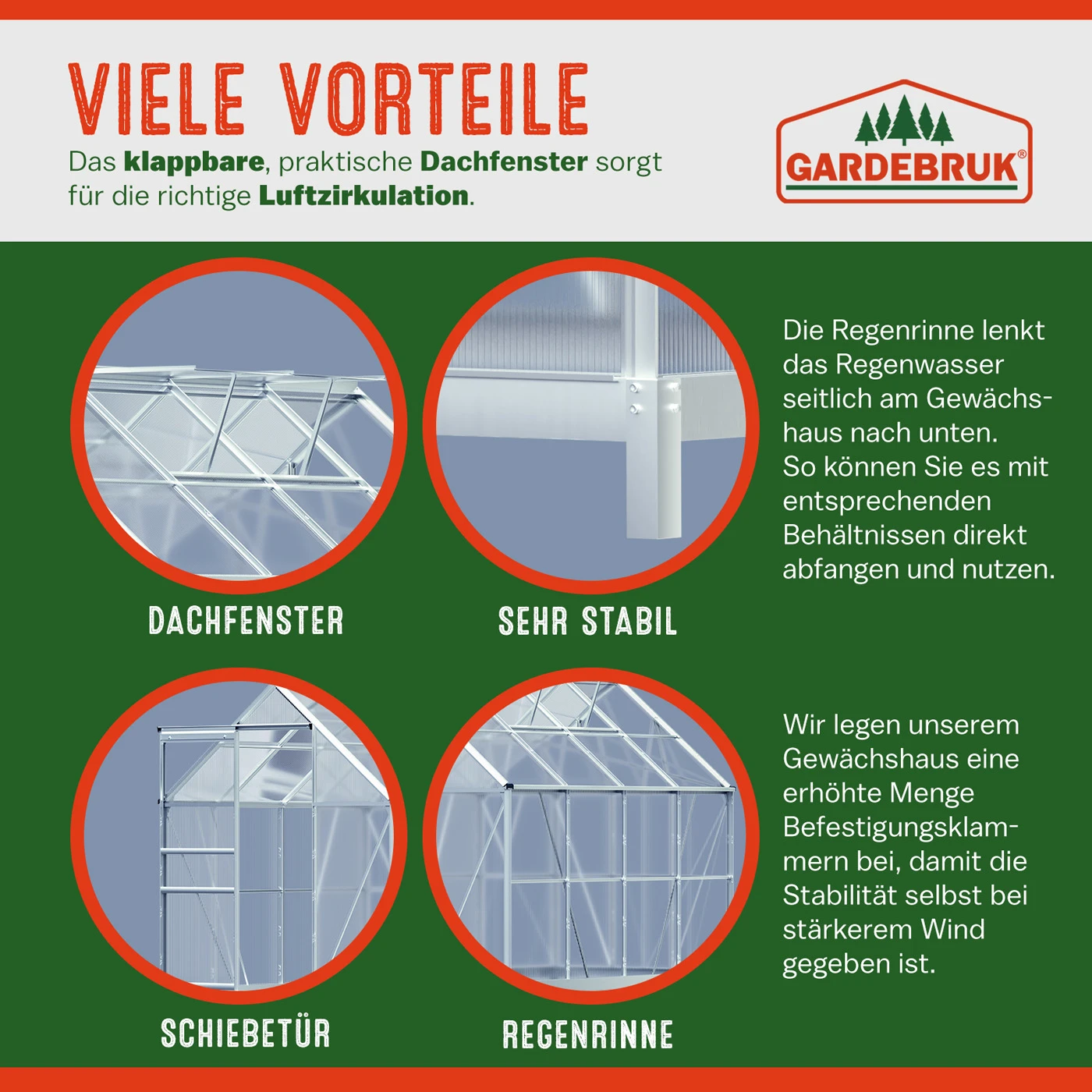 Alu Gewächshaus 250x190x195cm Mit Fundament 4 Alu Gewächshaus 250x190x195cm Mit Fundament – Bild 2