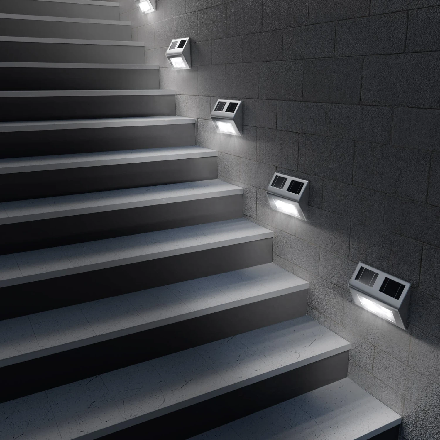 LED Solar Wandleuchte Edelstahl IP65 11 LED Solar Wandleuchte Edelstahl IP65 – Bild 9