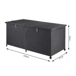 Polyrattan-Auflagenbox Schwarz 150x77x73cm Mit Rollen 40 Polyrattan-Auflagenbox Schwarz 150x77x73cm Mit Rollen -Gartenmöbel Geschäft 57f6dc9b3832f07e66a7b51f87dd9c79 de 108343d 4