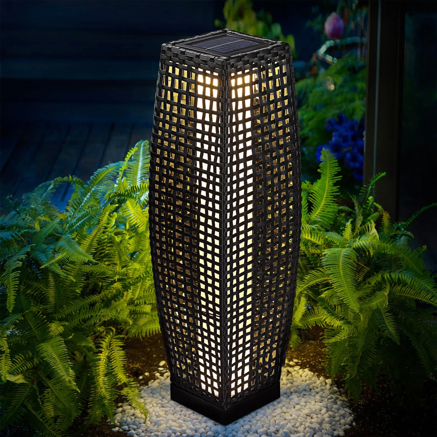 LED Solarleuchte Polyrattan 70cm 4 LED Solarleuchte Polyrattan 70cm – Bild 2