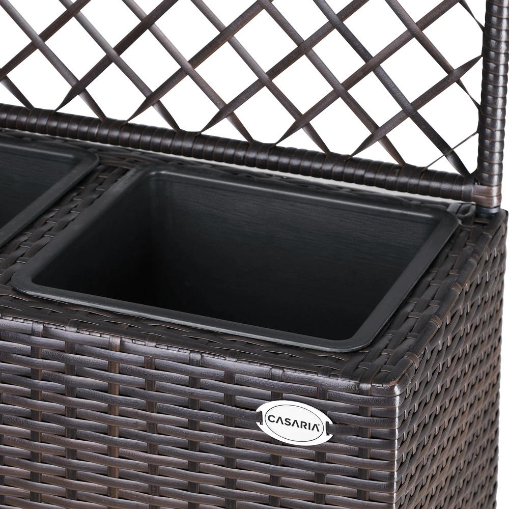 Polyrattan Blumenkasten Mit Rankgitter Braun 7 Polyrattan Blumenkasten Mit Rankgitter Braun – Bild 5