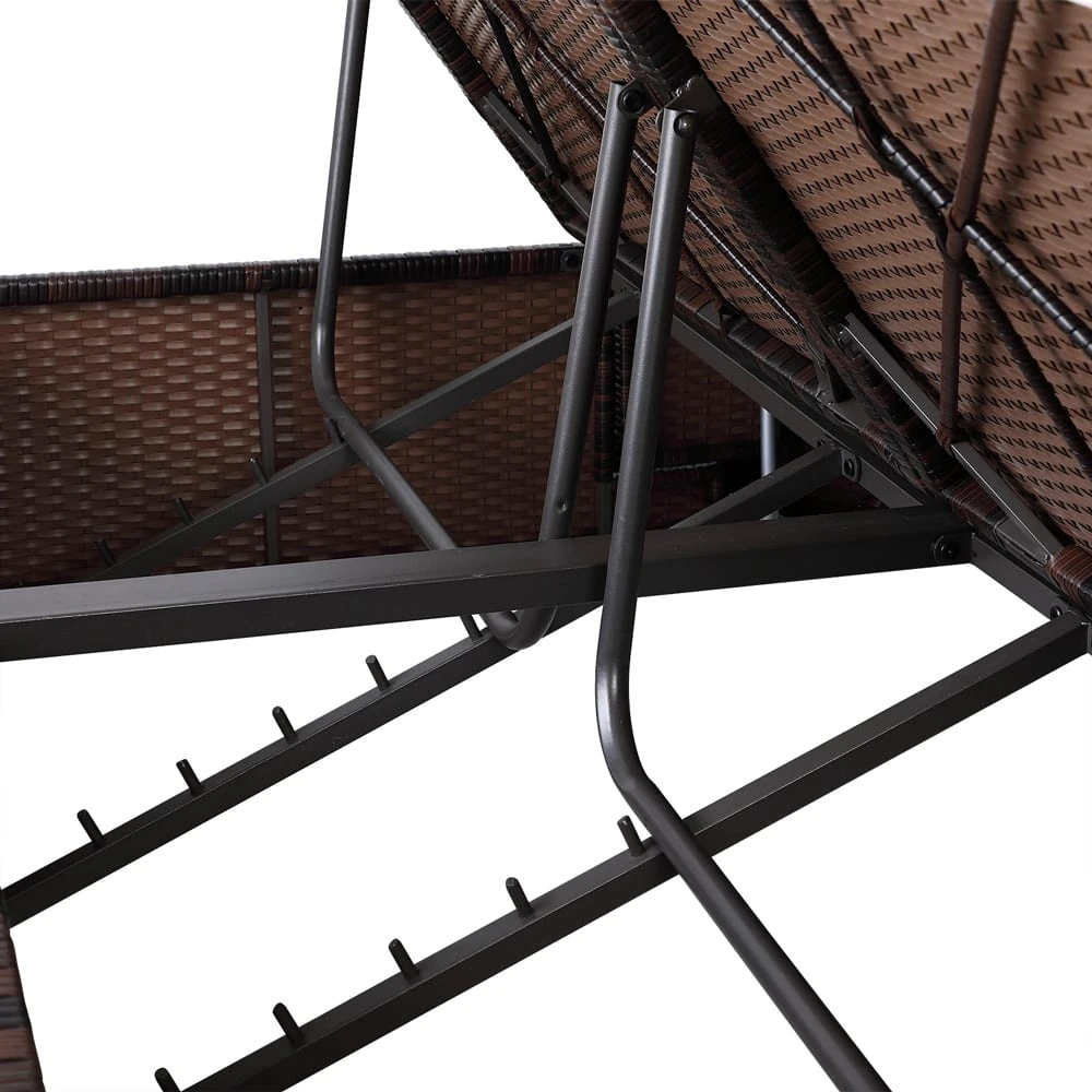 Polyrattan Sonnenliege Braun/Creme 196x116x38cm 9 Polyrattan Sonnenliege Braun/Creme 196x116x38cm – Bild 7