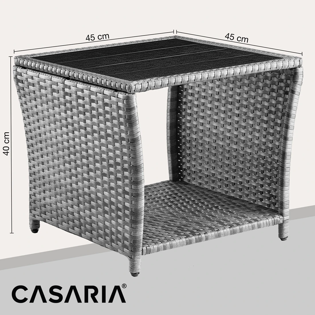 Polyrattan Beistelltisch Vedis Grau 45x45x40cm 9 Polyrattan Beistelltisch Vedis Grau 45x45x40cm – Bild 7