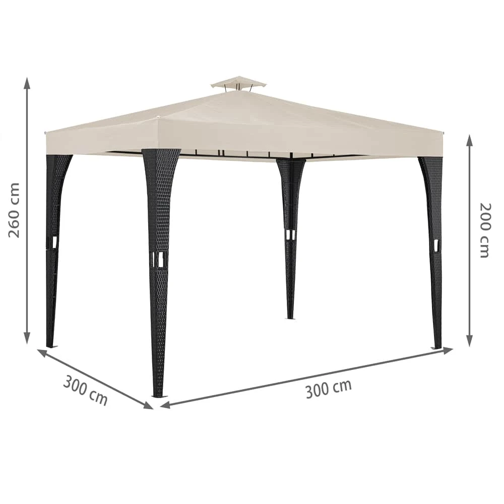 Polyrattan Pavillon Schwarz/Creme 3x3m 10 Polyrattan Pavillon Schwarz/Creme 3x3m – Bild 8