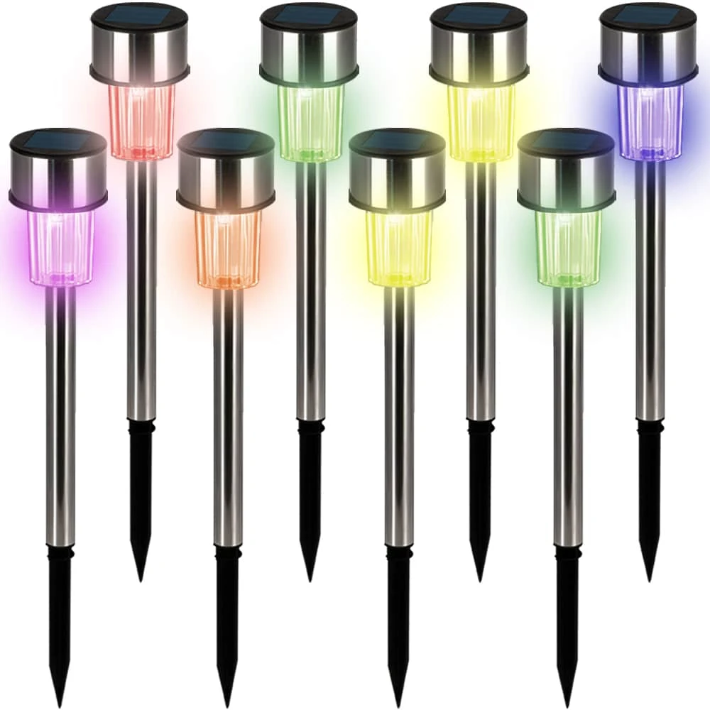 LED Solarleuchte 8er-Set Edelstahl Multicolor 3 LED Solarleuchte 8er-Set Edelstahl Multicolor