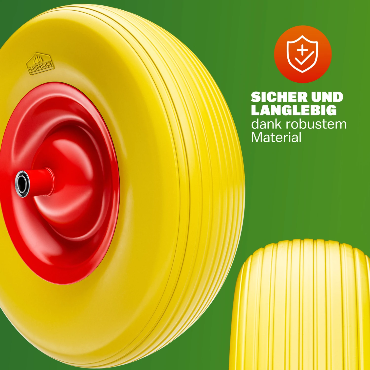 Schubkarrenrad Gelb PU-Schaum Inkl. Achse 15 Schubkarrenrad Gelb PU-Schaum Inkl. Achse – Bild 14