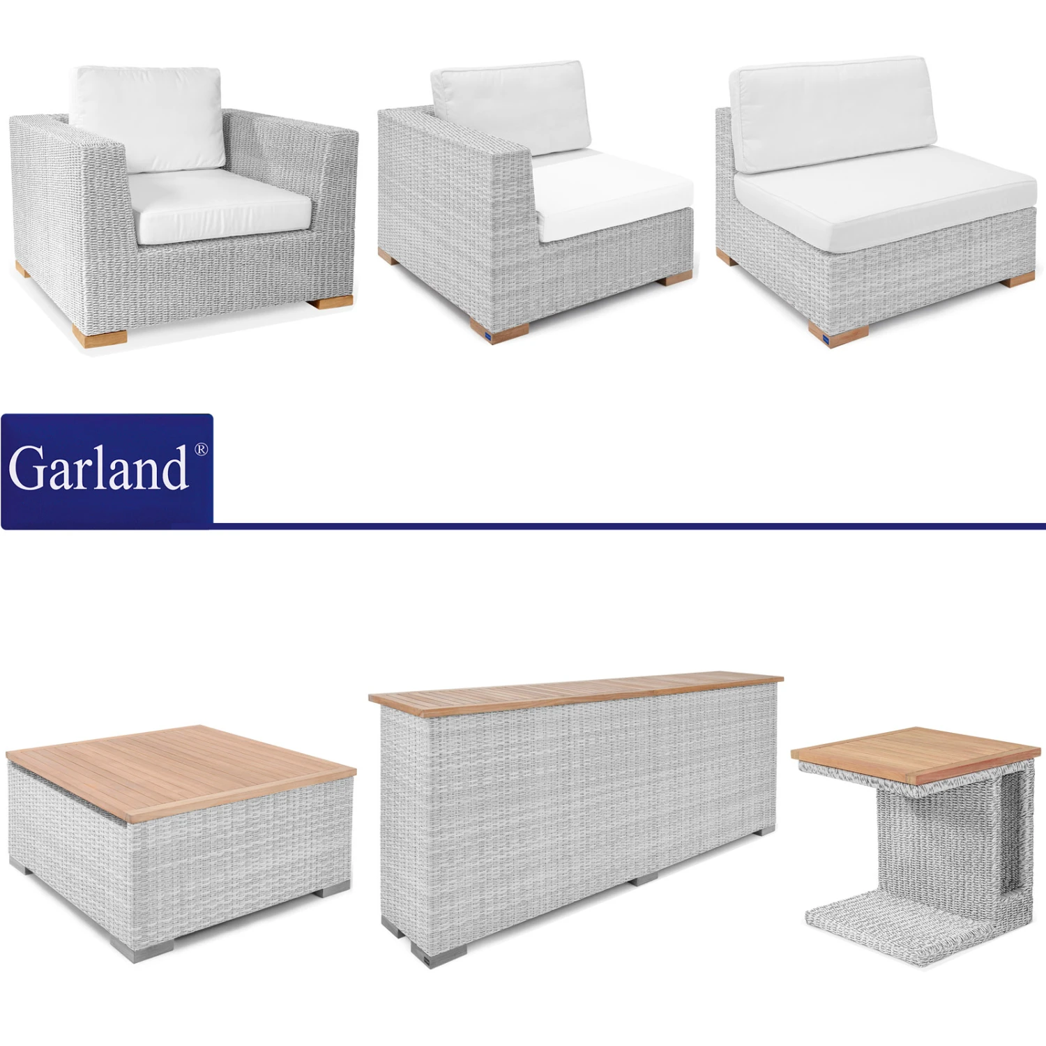 Polyrattan Beistelltisch Havanna Weiß/Grau 4 Polyrattan Beistelltisch Havanna Weiß/Grau – Bild 2