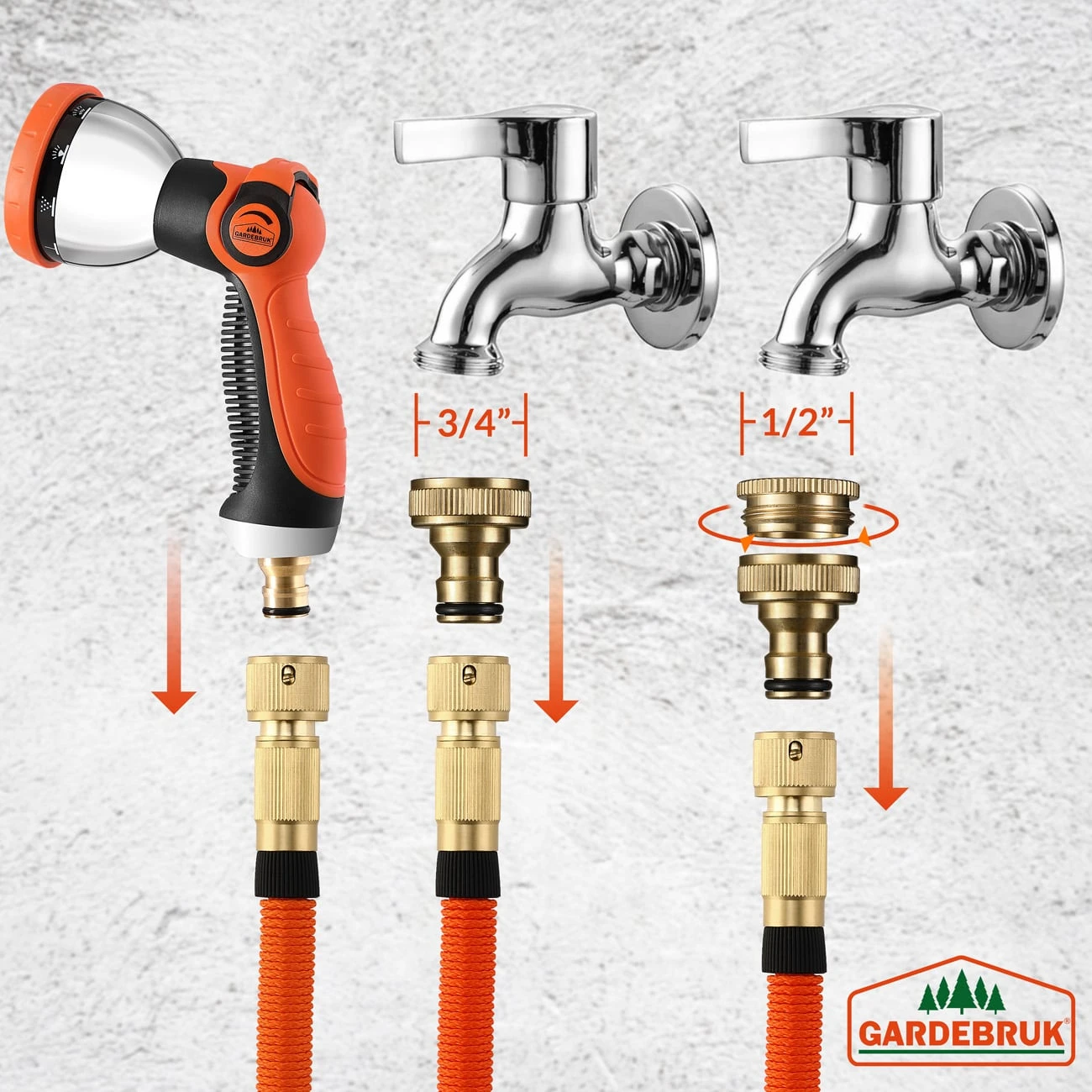 Gartenschlauch Orange 30m Flexibel 6 Gartenschlauch Orange 30m Flexibel – Bild 4