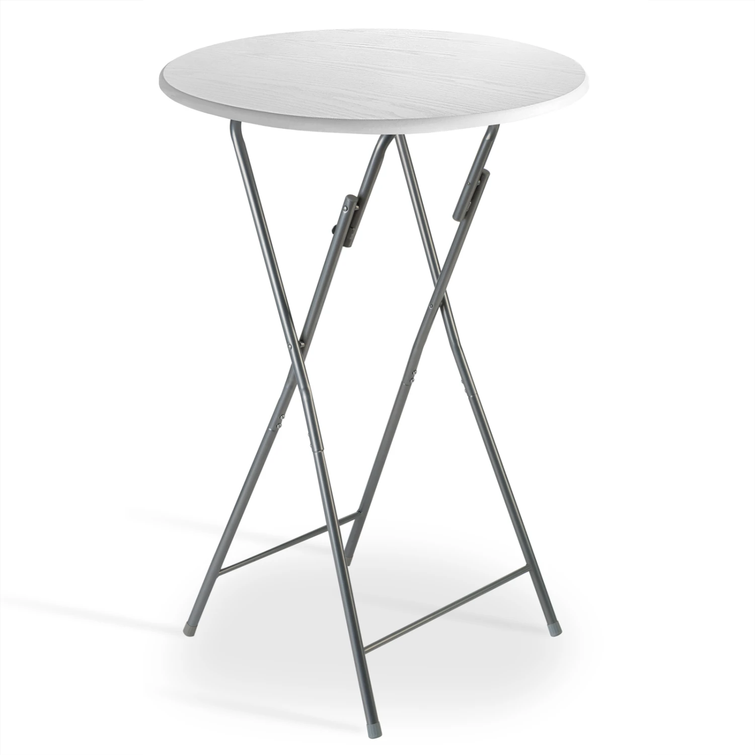 Stehtisch Weiß Holzdekor Ø60cm Klappbar 6 Stehtisch Weiß Holzdekor Ø60cm Klappbar – Bild 4