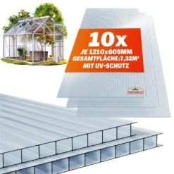 Gartenmöbel Geschäft 12 Hohlkammerstegplatten 10er-Set Transparent 6mm 7,32m²