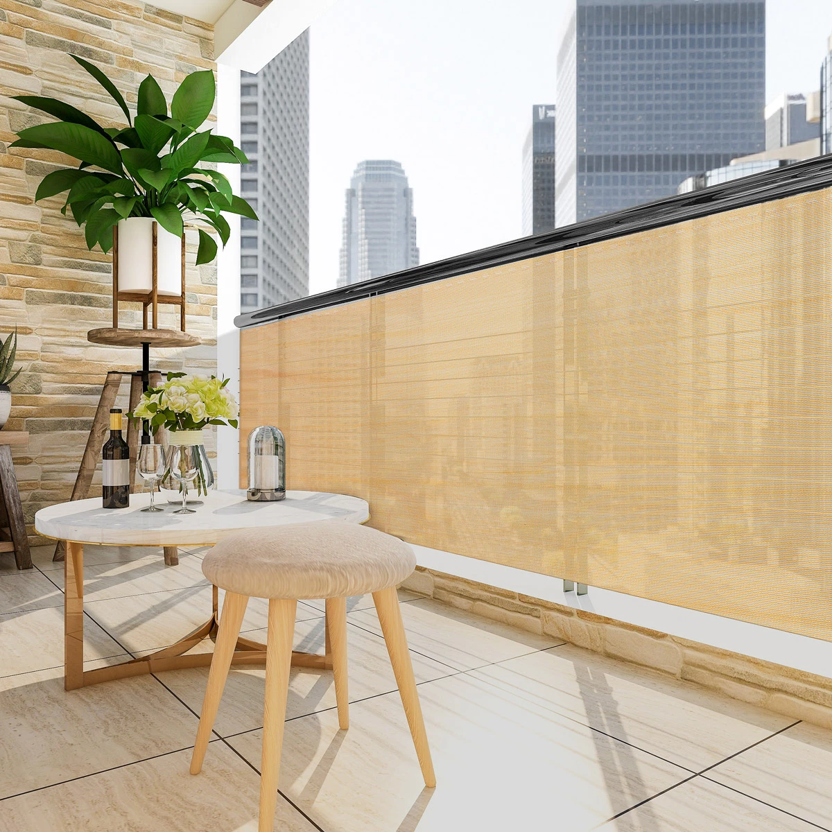 Balkonsichtschutz Beige 1,4x10m 4 Balkonsichtschutz Beige 1,4x10m – Bild 2