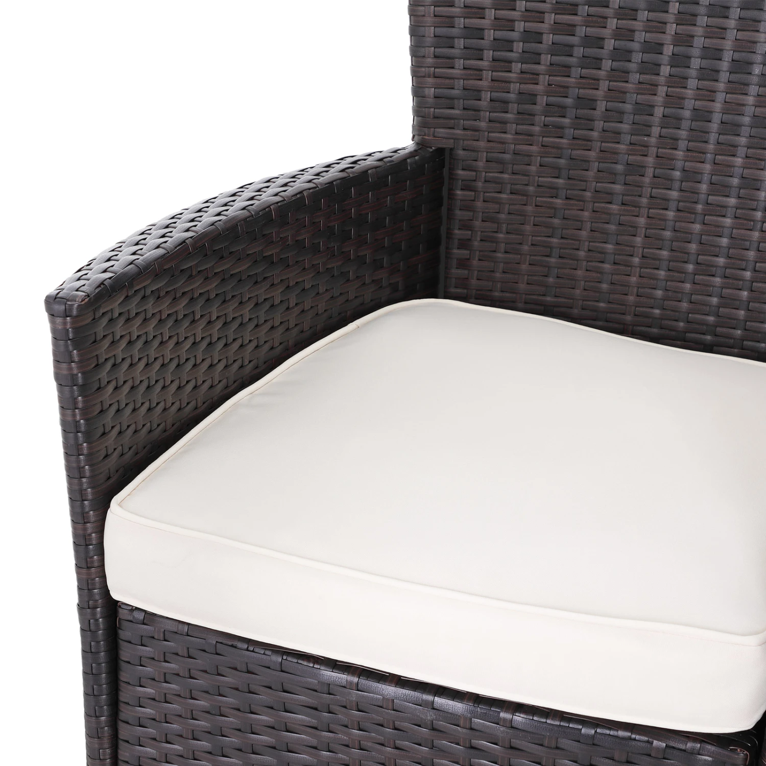 Polyrattan Gartenstuhl 2er-Set Braun/Creme Stapelbar 4 Polyrattan Gartenstuhl 2er-Set Braun/Creme Stapelbar – Bild 2