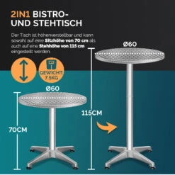 Stehtisch Silber Alu Ø60cm Höhenverstellbar -Gartenmöbel Geschäft 88f9c65e9e9f0bef1d3abf8715e69d7a 2 low