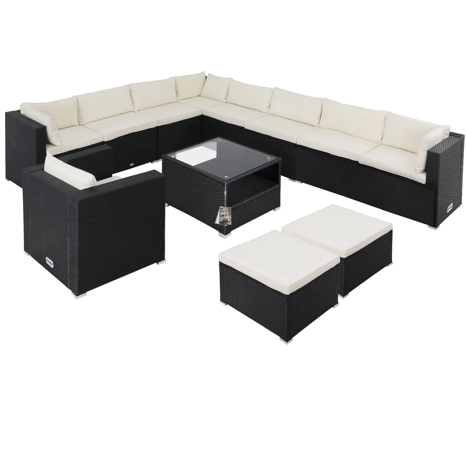 Polyrattan Ecklounge XXXL Schwarz/Creme Inkl. Kissen 3 Polyrattan Ecklounge XXXL Schwarz/Creme Inkl. Kissen