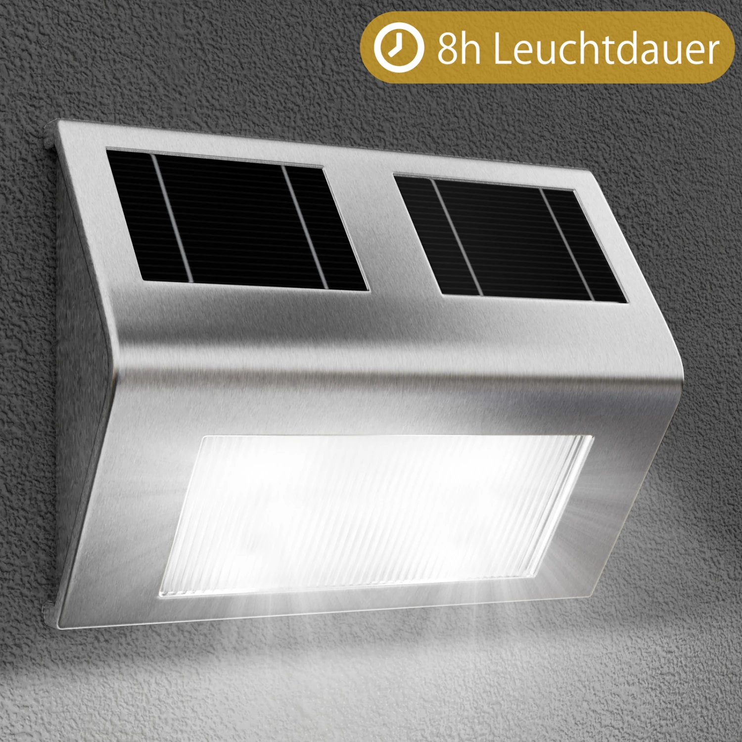 LED Solar-Wandleuchte 4er-Set Edelstahl 5 LED Solar-Wandleuchte 4er-Set Edelstahl – Bild 3