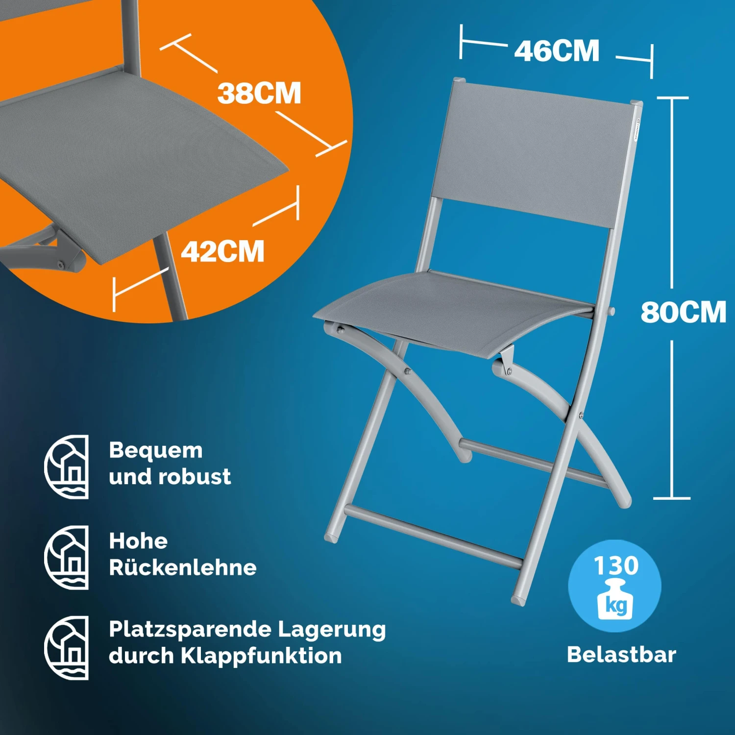 Gartenstuhl 2er-Set Grau 8 Gartenstuhl 2er-Set Grau – Bild 6
