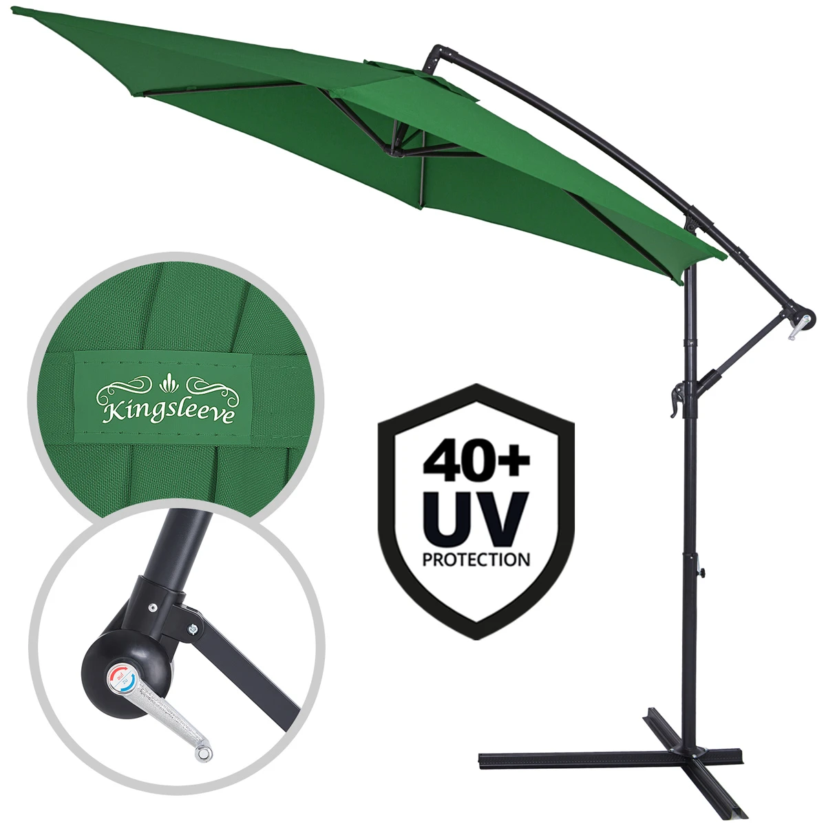 Ampelschirm Grün Alu Ø300cm UV-Schutz 50+ + Abdeckung 9 Ampelschirm Grün Alu Ø300cm UV-Schutz 50+ + Abdeckung – Bild 7
