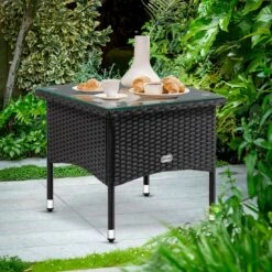 Polyrattan Beistelltisch Schwarz 50x50x45cm -Gartenmöbel Geschäft 90d03098af299f17cd61f86c637cd963 de 102763d 16 1