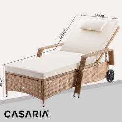 Polyrattan Sonnenliege Creme/Creme 193x90x43cm -Gartenmöbel Geschäft 93cb1de0b8720c3ea3e31b3a31c9ccb0 de 995629d 01 1