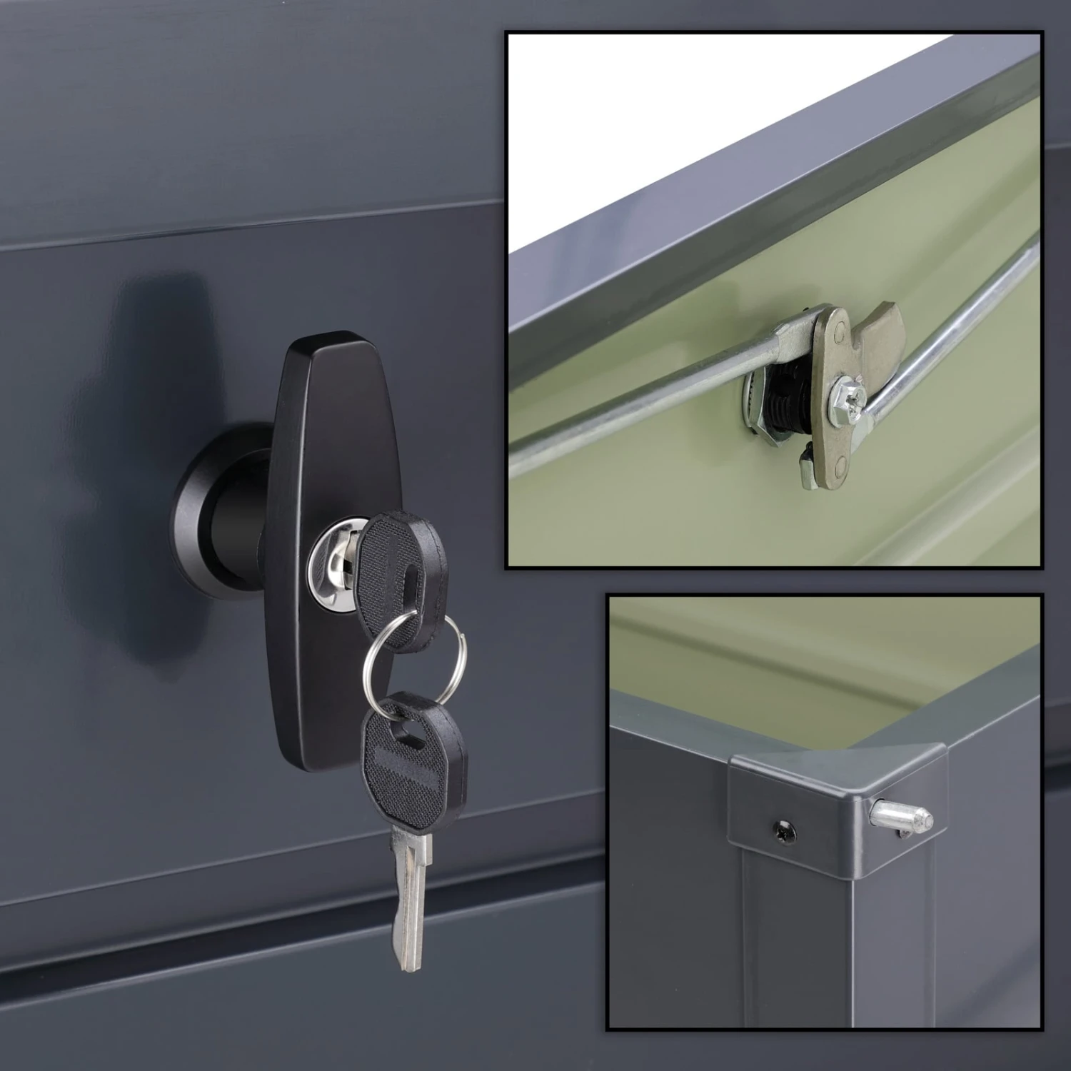 Abschließbare Auflagenbox Anthrazit 360L Metall 7 Abschließbare Auflagenbox Anthrazit 360L Metall – Bild 5