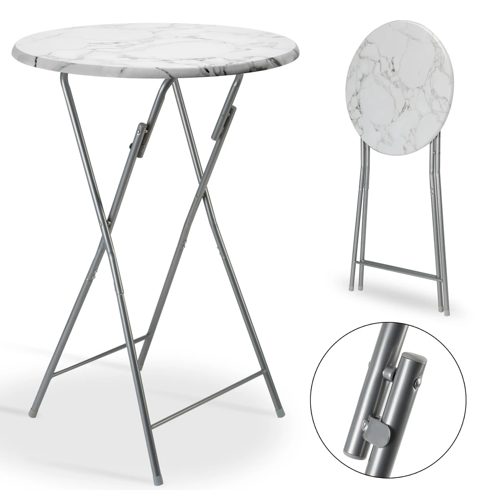 Stehtisch Weiß Marmoroptik Ø60cm Klappbar 6 Stehtisch Weiß Marmoroptik Ø60cm Klappbar – Bild 4