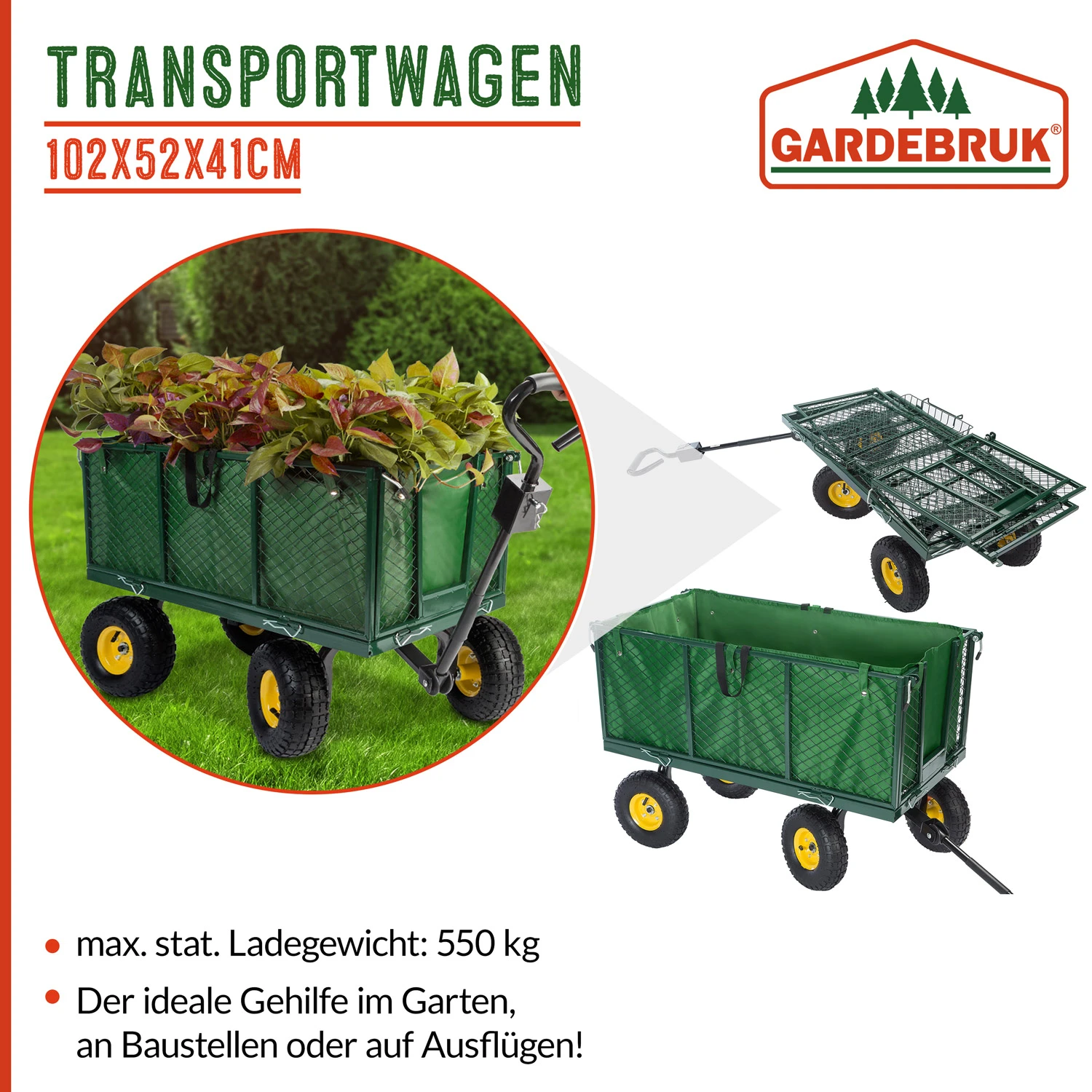 Transportwagen Grün 114x52x64cm 550kg 16 Transportwagen Grün 114x52x64cm 550kg – Bild 14