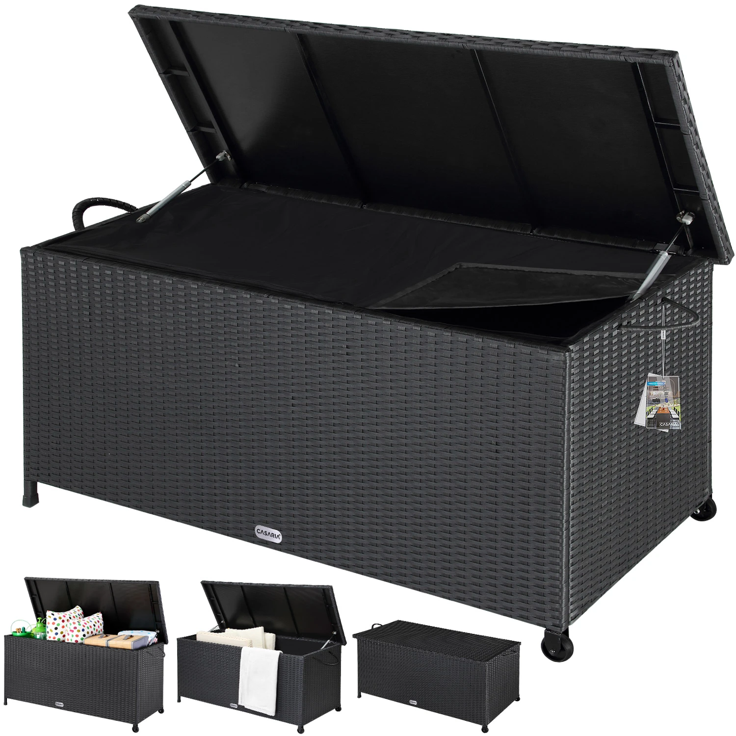 Polyrattan Auflagenbox Schwarz 122x56x61cm Griffe 18 Polyrattan Auflagenbox Schwarz 122x56x61cm Griffe – Bild 16