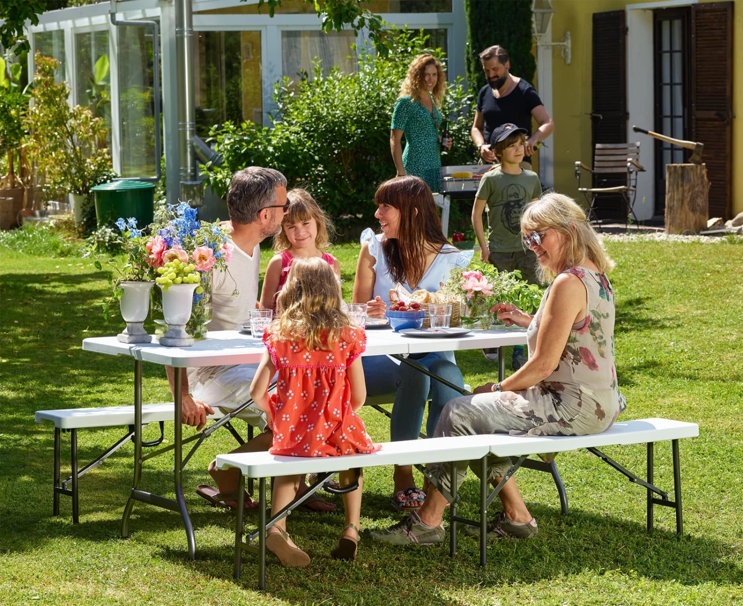 Bierbank 2er-Set Weiß Kunststoff 180cm 5 Bierbank 2er-Set Weiß Kunststoff 180cm – Bild 3