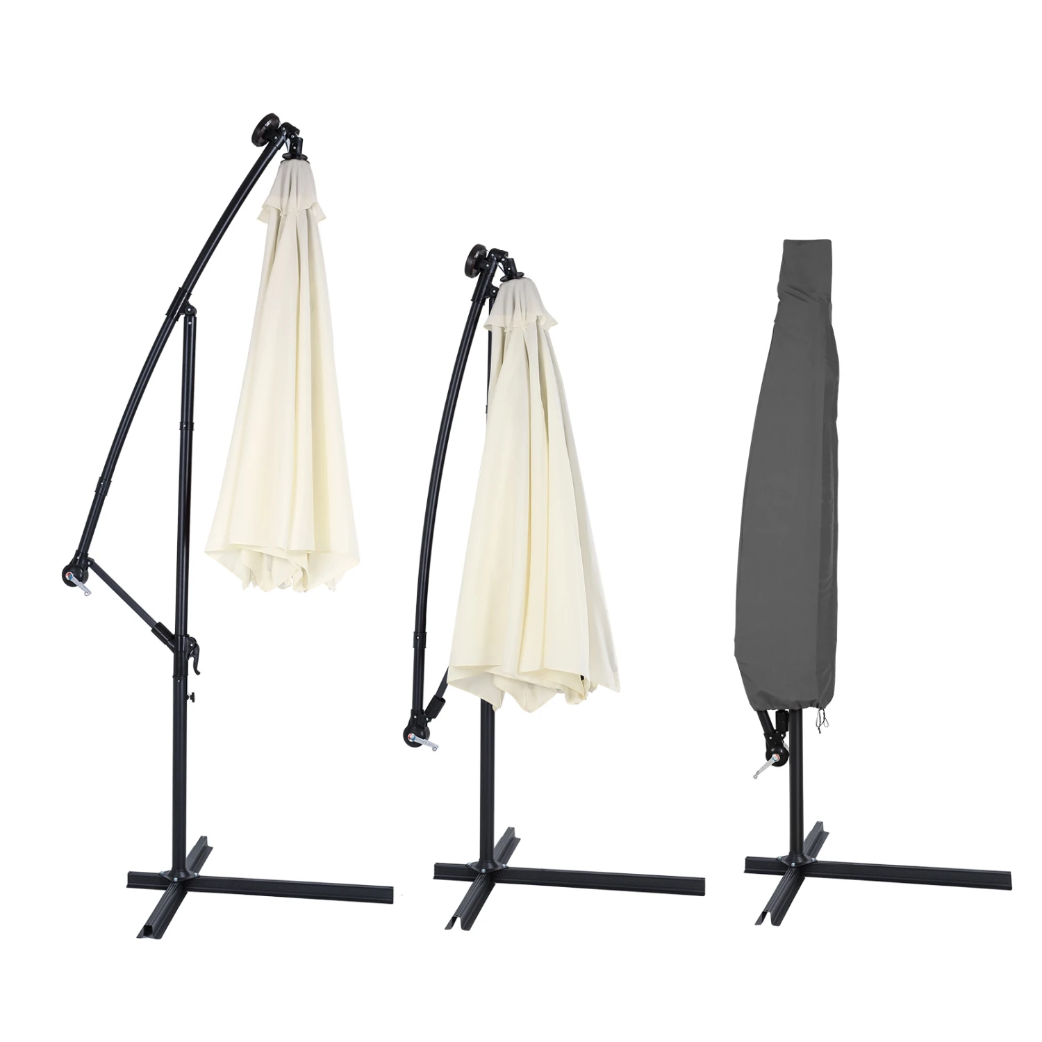 Abdeckung Ampelschirm Anthrazit 3,5m Reißverschluss 4 Abdeckung Ampelschirm Anthrazit 3,5m Reißverschluss – Bild 2