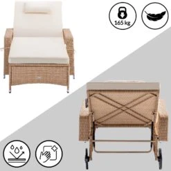 Polyrattan Sonnenliege Creme/Creme 193x90x43cm -Gartenmöbel Geschäft 9de1d29ec3f4106a048ae82875265aaf de 995629d 13 1