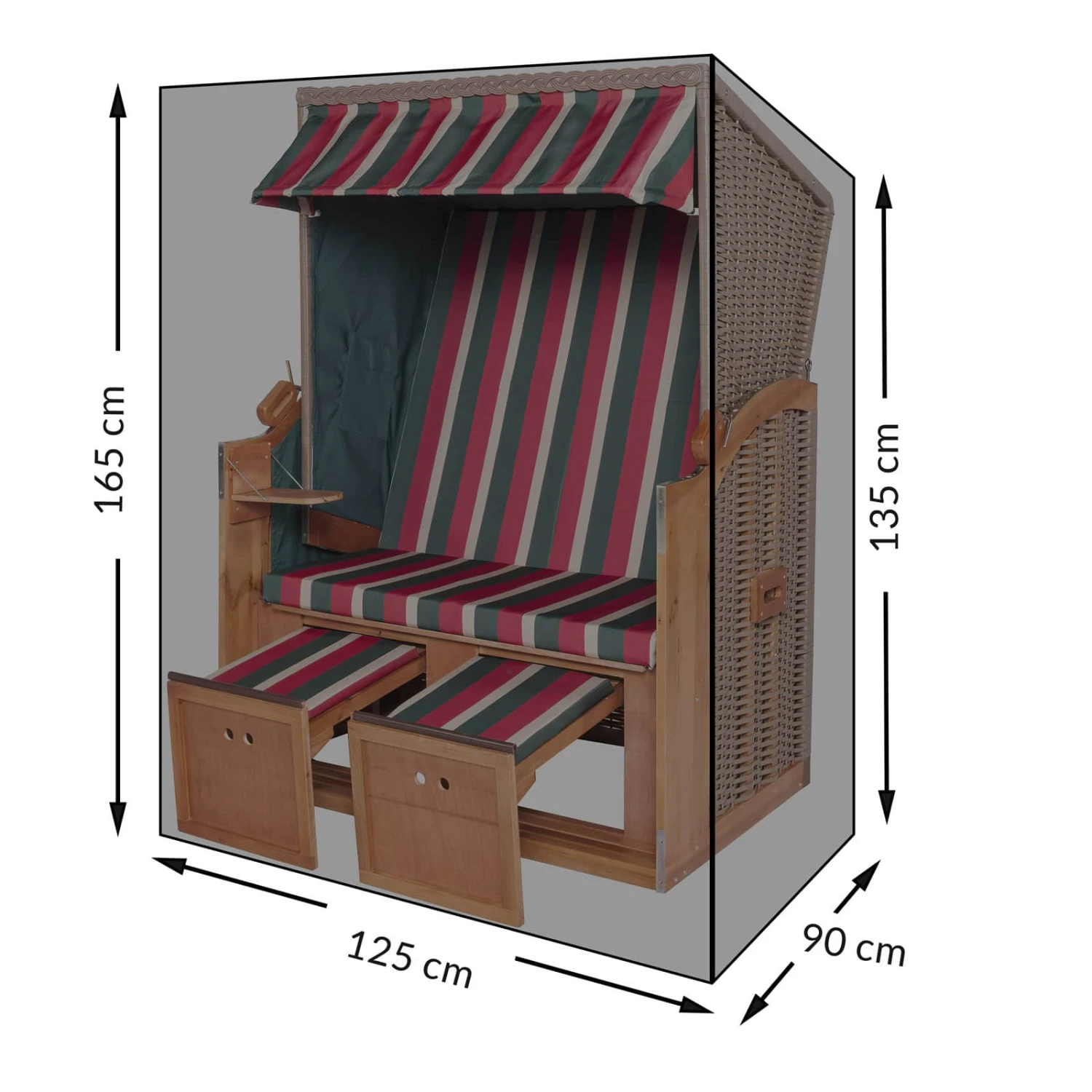 Abdeckung Strandkorb Grün 165x125x90cm 8 Abdeckung Strandkorb Grün 165x125x90cm – Bild 6