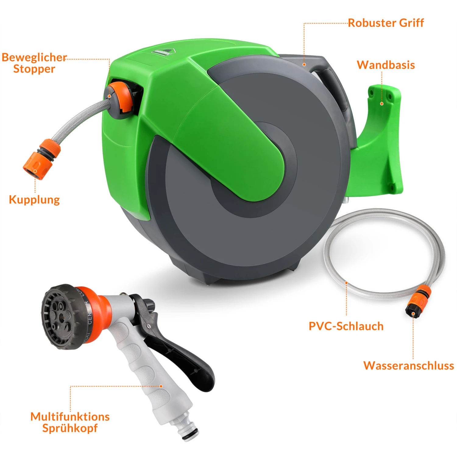 Wasserschlauchaufroller Inkl. Schlauchspritze 20m +2m Zuleitung 5 Wasserschlauchaufroller Inkl. Schlauchspritze 20m +2m Zuleitung – Bild 3