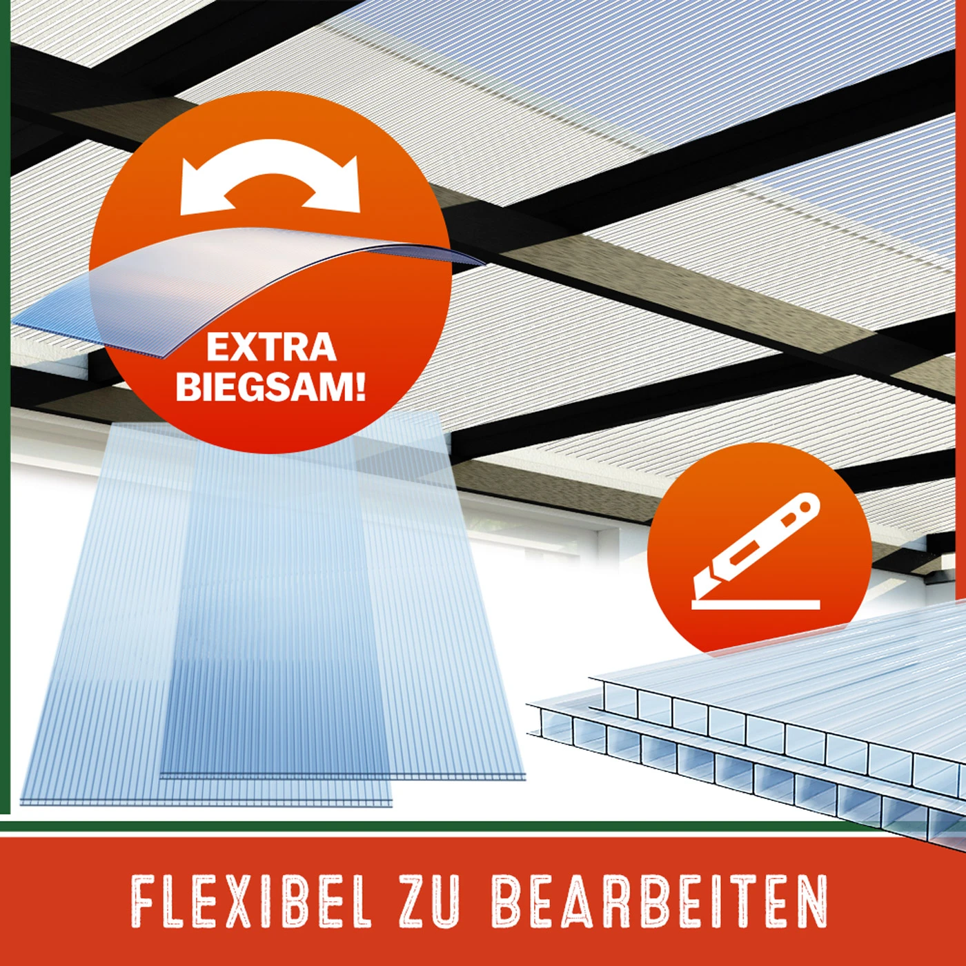 Hohlkammerstegplatten 14er-Set Transparent 10,25m² 18 Hohlkammerstegplatten 14er-Set Transparent 10,25m² – Bild 17