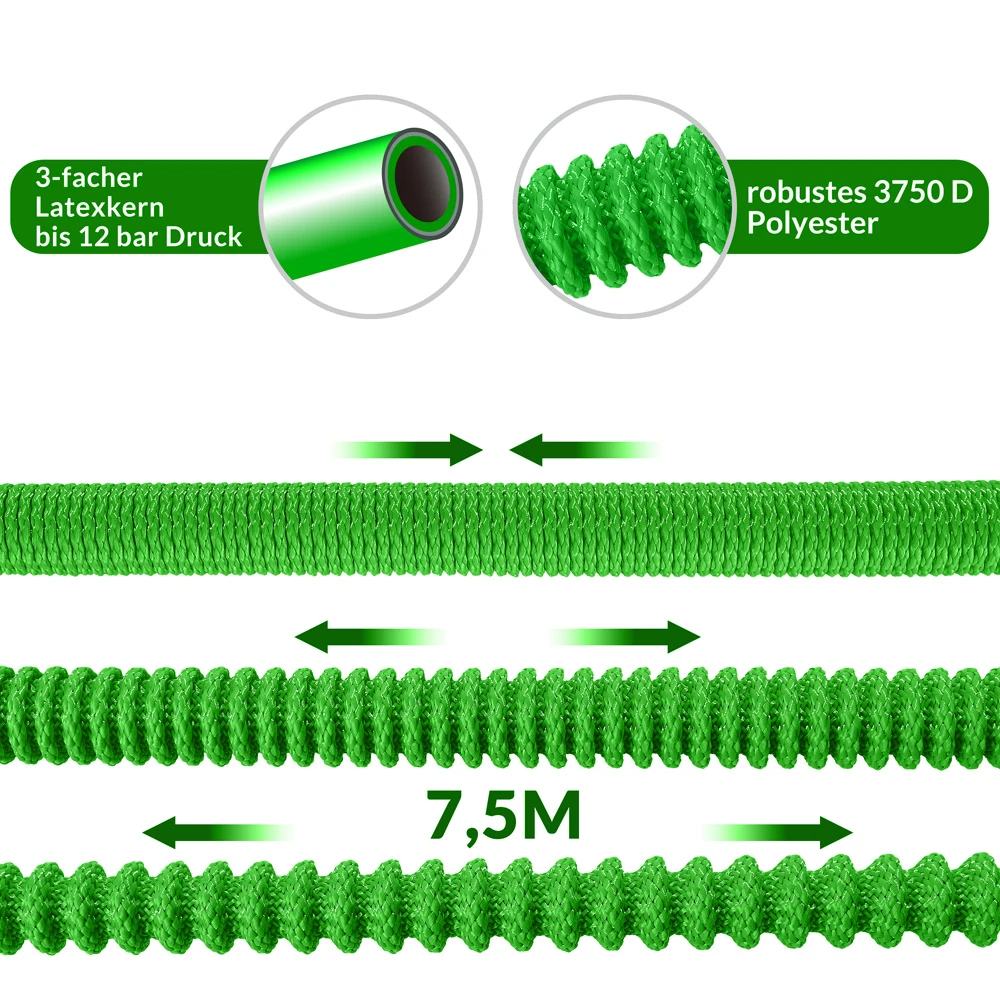 Gartenschlauch Grün 7,5m Flexibel 5 Gartenschlauch Grün 7,5m Flexibel – Bild 3
