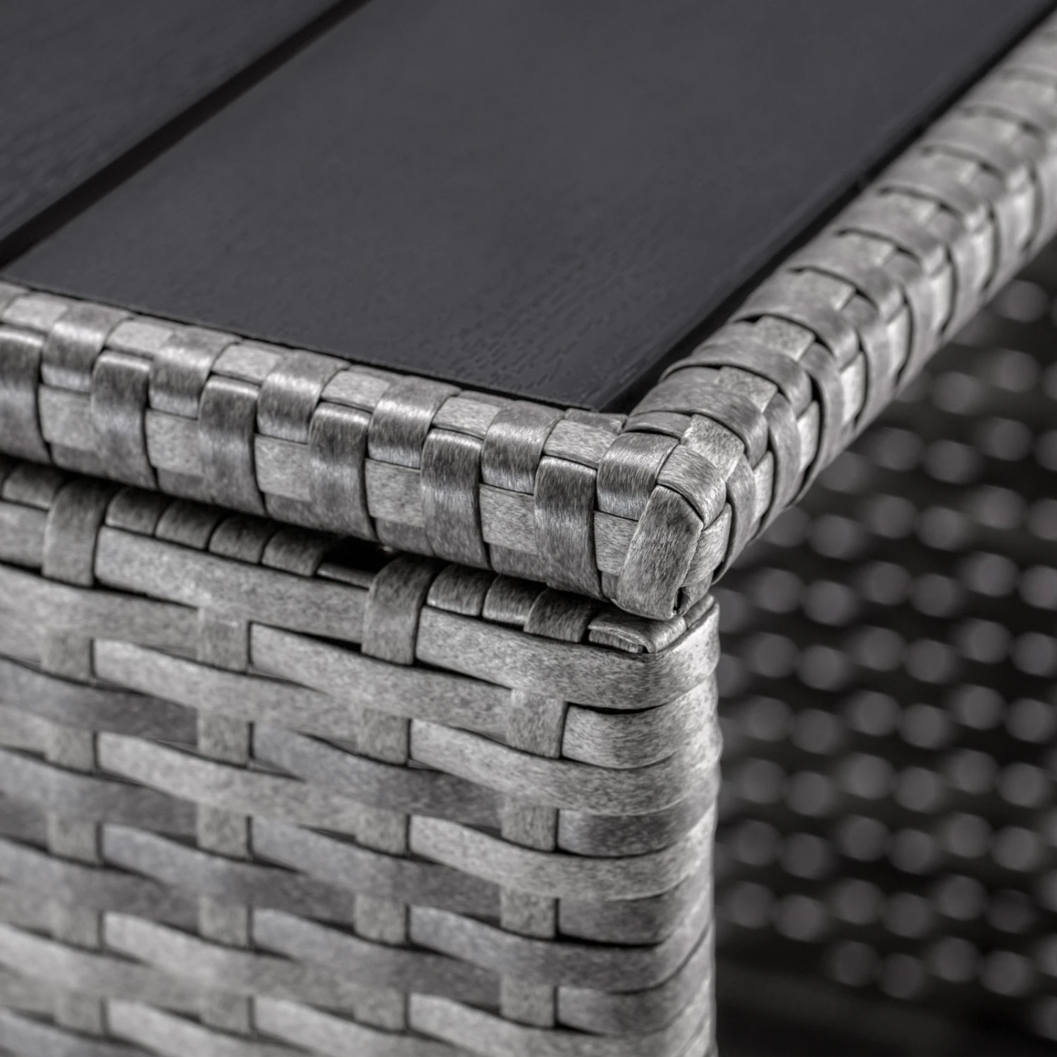 Polyrattan Beistelltisch Vedis Grau 45x45x40cm 10 Polyrattan Beistelltisch Vedis Grau 45x45x40cm – Bild 8