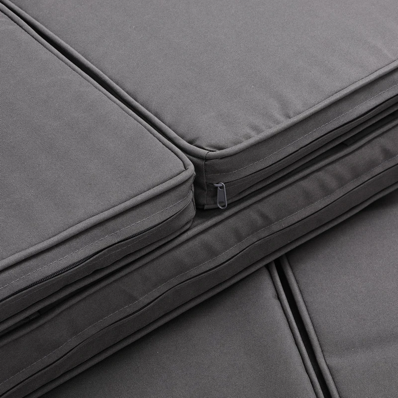 Polyrattan Zweisitzer-Sofa Grau Mit Ottomane 6 Polyrattan Zweisitzer-Sofa Grau Mit Ottomane – Bild 4