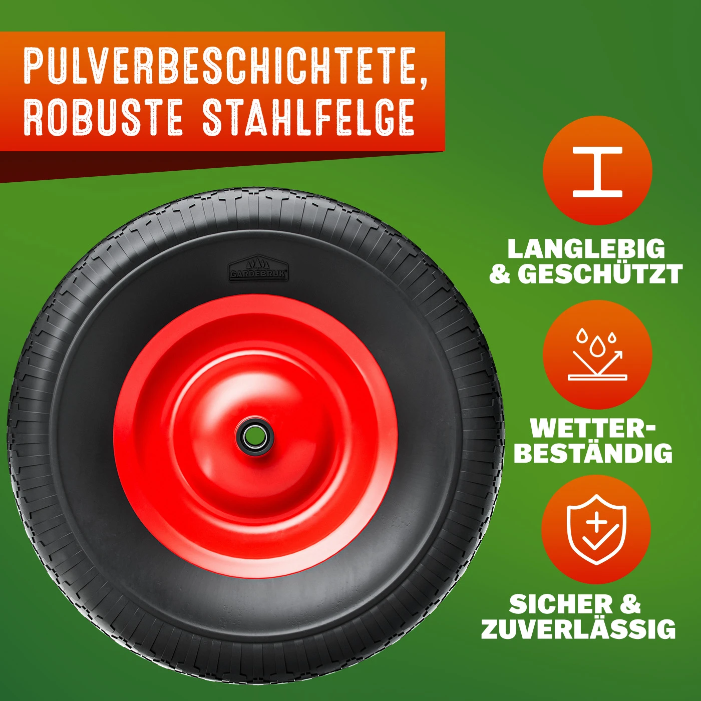 Schubkarrenrad Schwarz PU-Schaum Inkl. Achse 4 Schubkarrenrad Schwarz PU-Schaum Inkl. Achse – Bild 2