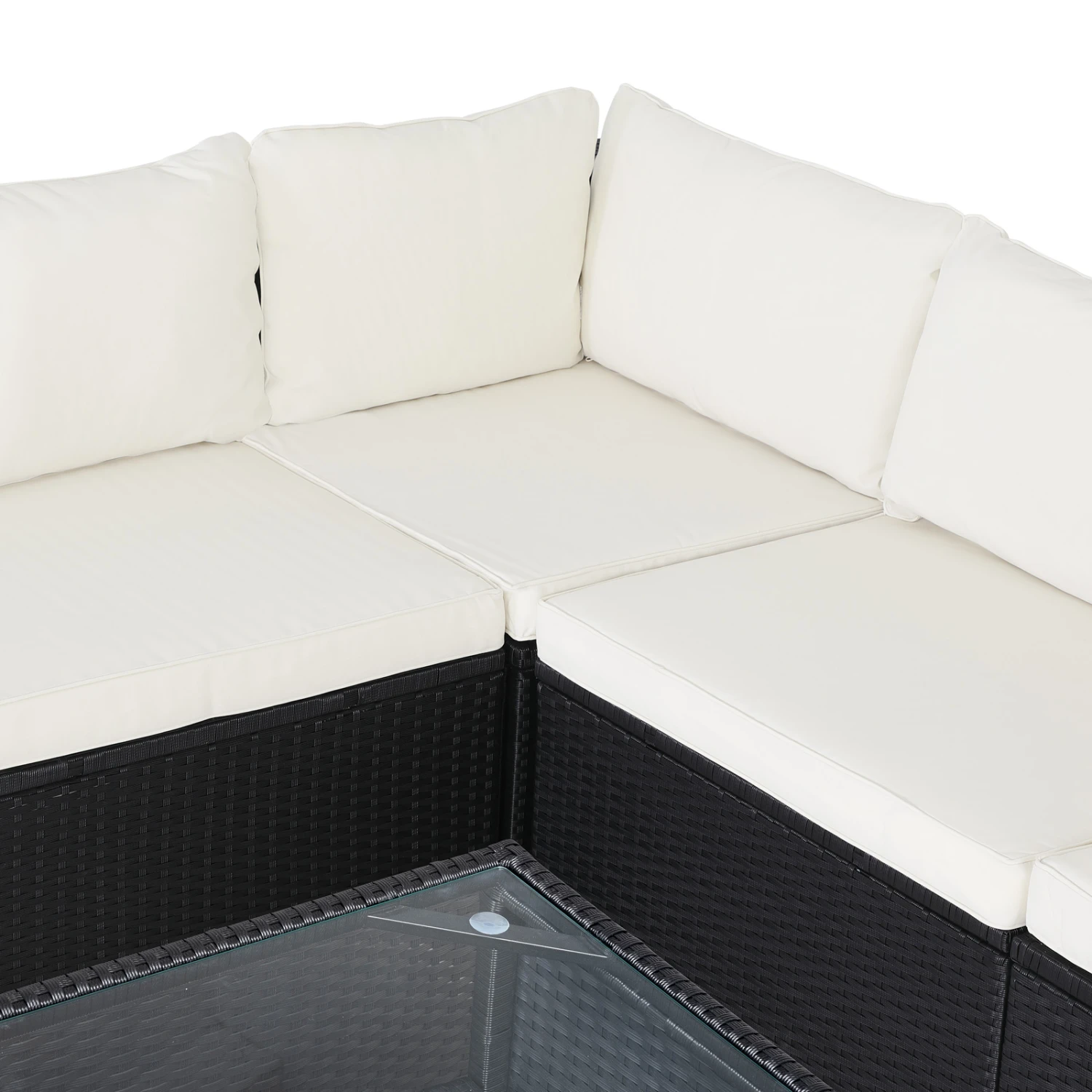 Polyrattan Ecklounge XXXL Schwarz/Creme Inkl. Kissen 11 Polyrattan Ecklounge XXXL Schwarz/Creme Inkl. Kissen – Bild 9
