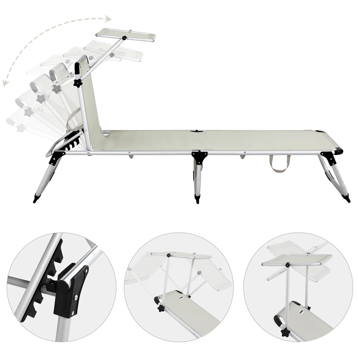 Sonnenliege Malta Creme Alu Mit Sonnendach 8 Sonnenliege Malta Creme Alu Mit Sonnendach – Bild 6