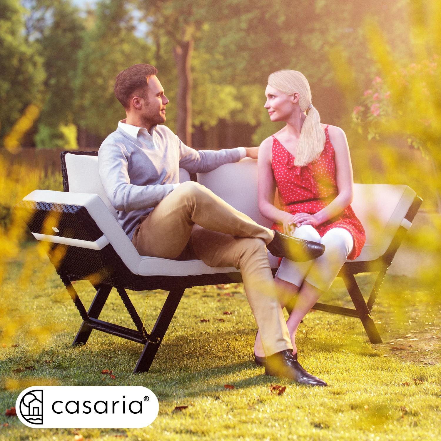 Polyrattan Gartenbank Schwarz/Creme 176x56x81cm 9 Polyrattan Gartenbank Schwarz/Creme 176x56x81cm – Bild 7