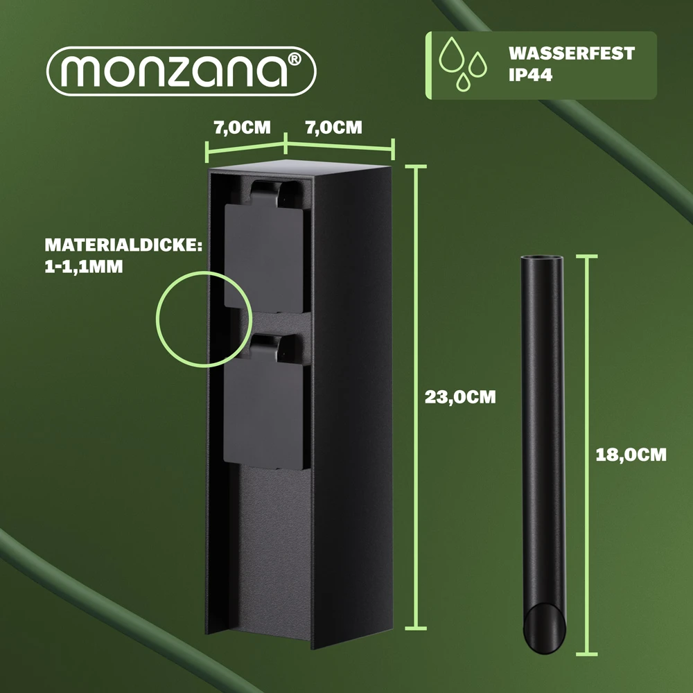 Gartensteckdose Schwarz 2er-Stecker 23x7x7cm 10 Gartensteckdose Schwarz 2er-Stecker 23x7x7cm – Bild 8