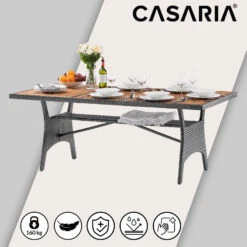 Polyrattan Gartentisch Takeo Grau 190x90x74cm Akazie 17 Polyrattan Gartentisch Takeo Grau 190x90x74cm Akazie -Gartenmöbel Geschäft aa0ac3425c52e65edca1161a1228d29b de 995699d 03 1