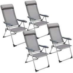 Gartenstuhl 4er-Set Silber Alu