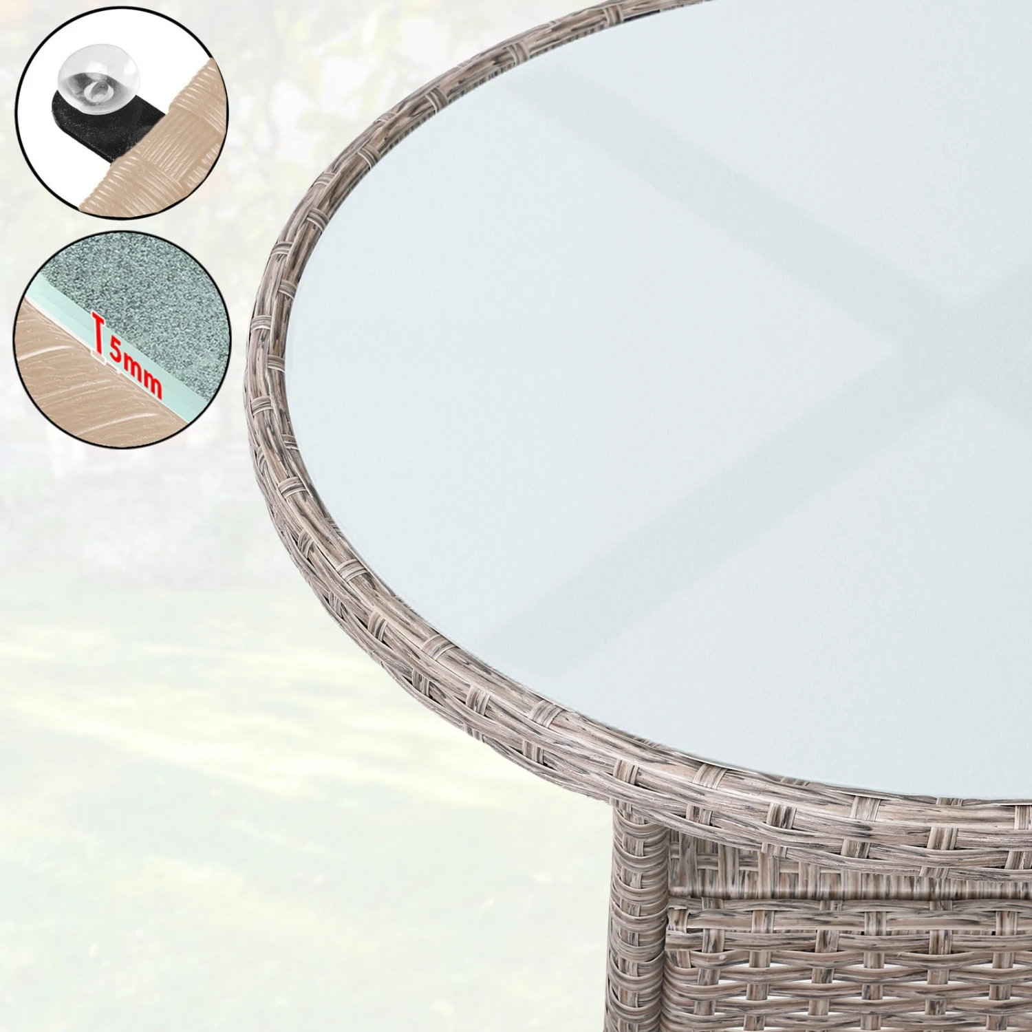 Polyrattan Tisch Creme Ø80cm 8 Polyrattan Tisch Creme Ø80cm – Bild 6