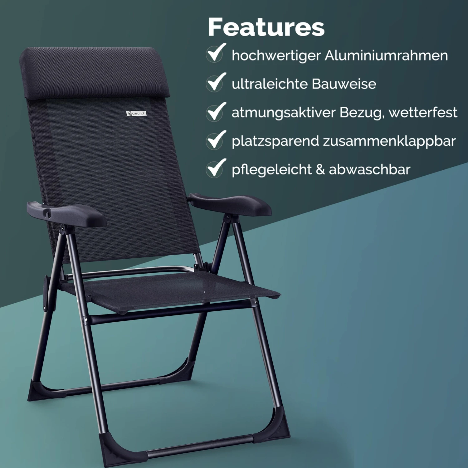 Gartenstuhl 2er-Set Anthrazit Alu Klappbar 9 Gartenstuhl 2er-Set Anthrazit Alu Klappbar – Bild 7