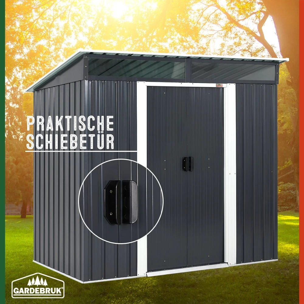 Geräteschuppen Anthrazit Metall 196x122x180cm 7 Geräteschuppen Anthrazit Metall 196x122x180cm – Bild 5