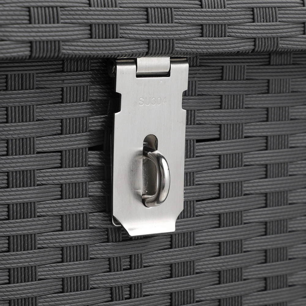 Polyrattan-Auflagenbox Schwarz 150x77x73cm Mit Rollen 19 Polyrattan-Auflagenbox Schwarz 150x77x73cm Mit Rollen – Bild 17