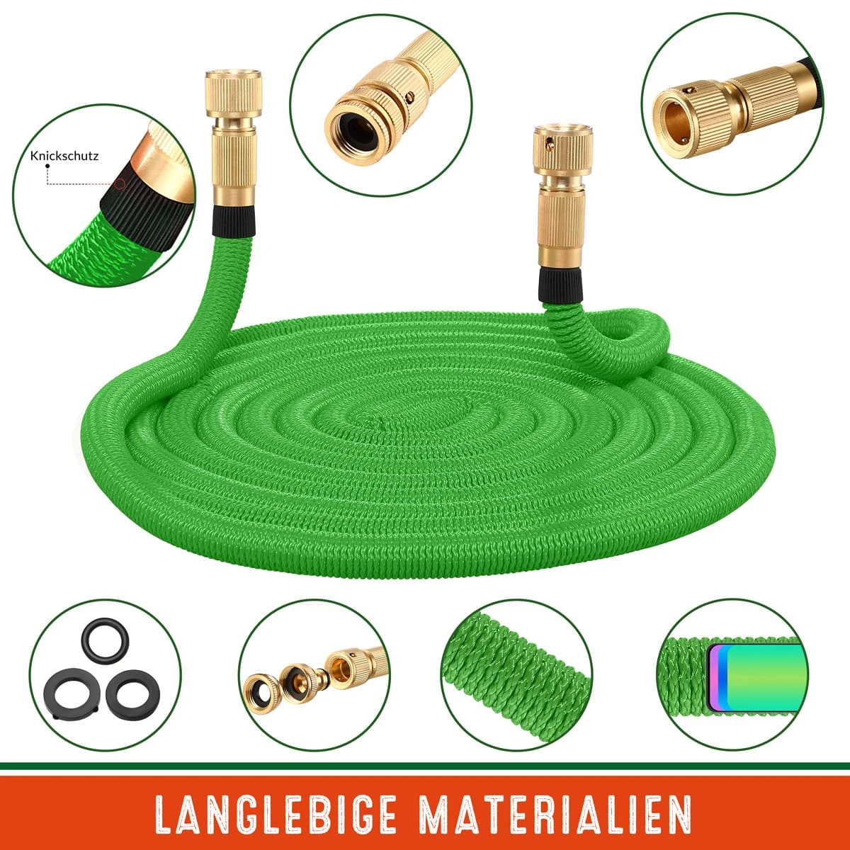 Gartenschlauch Grün 22m Flexibel 13 Gartenschlauch Grün 22m Flexibel – Bild 11